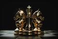 Golden chess image on the chessboard