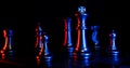 Golden Chess King standing to Be around of other chess, Concept of a leader must have courage and challenge in the competition, Royalty Free Stock Photo