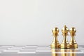 Golden Chess Pawns on a Checkerboard with a Light Background for Strategy Games Royalty Free Stock Photo
