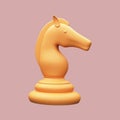 Golden Chess Piece Of 3D Render Knight Horse On Pastel Red Royalty Free Stock Photo