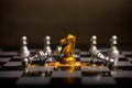 Golden chess to use your opponent\'s business strategy for future victories. play plan Think for a solution. Work as a team. Royalty Free Stock Photo