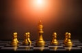 Golden chess to use your opponent\'s business strategy for future victories. play plan Think for a solution. Work as a team. Royalty Free Stock Photo