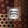 Golden antique flower pattern vector 1st