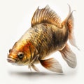 Golden Chinese carp, goldfish isolated on white close-up Royalty Free Stock Photo