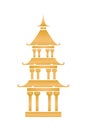 Golden chinese castle building isolated icon