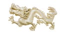 Golden Chinese Dragon carve isolate white background with clipping path Royalty Free Stock Photo