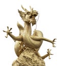 Golden Chinese dragon on isolate. Royalty Free Stock Photo