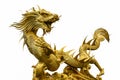 Golden Chinese dragon statue