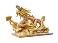 Golden Chinese golden dragon statue on white background Royalty Free Stock Photo