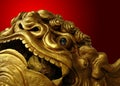 Golden Chinese lion statue Royalty Free Stock Photo