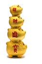 Golden chinese piggy banks