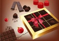 Golden chocolate box vector realistic. Product placement packaging chocolate factory. Christmas chocolates or valentines Royalty Free Stock Photo