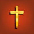 Golden Christian cross. Realistic cross isolated on background. Vector illustration