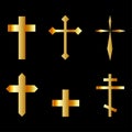 Golden christian crosses