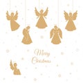 Golden Christmas angels with wings and nimbus Royalty Free Stock Photo