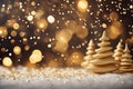 Golden christmas background. decorations. sparkling particles and warm lights Royalty Free Stock Photo