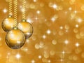 Golden Christmas background with stars and balls Royalty Free Stock Photo