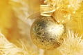 Golden christmas ball, bright and shine Xmas background Royalty Free Stock Photo