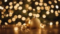 golden christmas ball Gold Christmas background of defocused lights with decorated tree Royalty Free Stock Photo