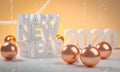 Golden Christmas ball and happy new year 2020