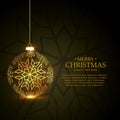 Golden christmas ball made with snowflakes on green background Royalty Free Stock Photo