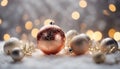 golden christmas ball on snow Art Christmas decorations and holidays sweet on white background Royalty Free Stock Photo