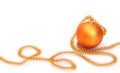 Golden christmas bauble with ribbon Royalty Free Stock Photo