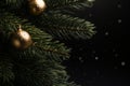 golden christmas baubles on a christmas tree Royalty Free Stock Photo