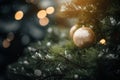 golden christmas baubles on a christmas tree Royalty Free Stock Photo