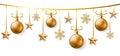 Golden Christmas decoration banner on white background Royalty Free Stock Photo