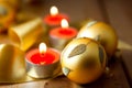 Golden christmas decoration and candles