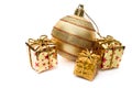 Golden christmas decoration with gift boxes Royalty Free Stock Photo