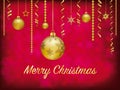 Golden christmas decoration on red blurry background Royalty Free Stock Photo