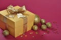 Golden Christmas gift box Royalty Free Stock Photo