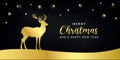 golden christmas greeting card deer Royalty Free Stock Photo