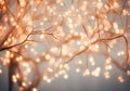 Golden Christmas lights on a tree. AI generative Royalty Free Stock Photo