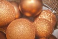 Golden Christmas matte and shiny balls for decoration pattern background