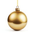 Golden Christmas Ornament on White Background. Generative ai Royalty Free Stock Photo