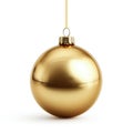 Golden Christmas Ornament on White Background. Generative ai Royalty Free Stock Photo