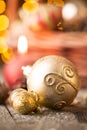 Golden Christmas ornaments Royalty Free Stock Photo