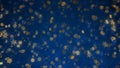 Golden Christmas Snowflakes on Blue Background Royalty Free Stock Photo