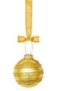 Golden Christmas sphere with ribbon
