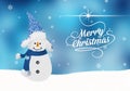 Snowman Winter background ,Merry Christmas snow and snowflakes , greeting card with copy-space Royalty Free Stock Photo