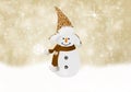 Snowman Winter background , Christmas snow and snowflakes , greeting card with copy-space Royalty Free Stock Photo