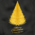 Golden Christmas tree on black silk background. Vector eps 10 Royalty Free Stock Photo