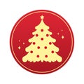 Golden Christmas tree emblem. Christmas tree silhouette Royalty Free Stock Photo
