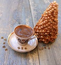 Golden Christmas Tree handmade of shells and coffee Royalty Free Stock Photo