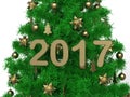 2017 golden Christmas tree illustration Royalty Free Stock Photo