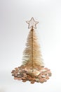 Golden Christmas tree on money. Royalty Free Stock Photo