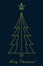 Golden Christmas tree vector with blue background Royalty Free Stock Photo